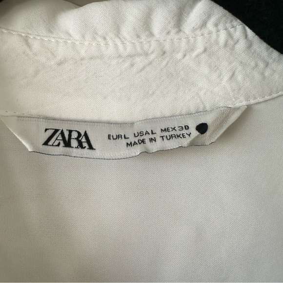 ZARA-CLASSIC White Semi Sheer Button Down (Size:Large) - Picture 9 of 9